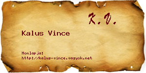 Kalus Vince névjegykártya